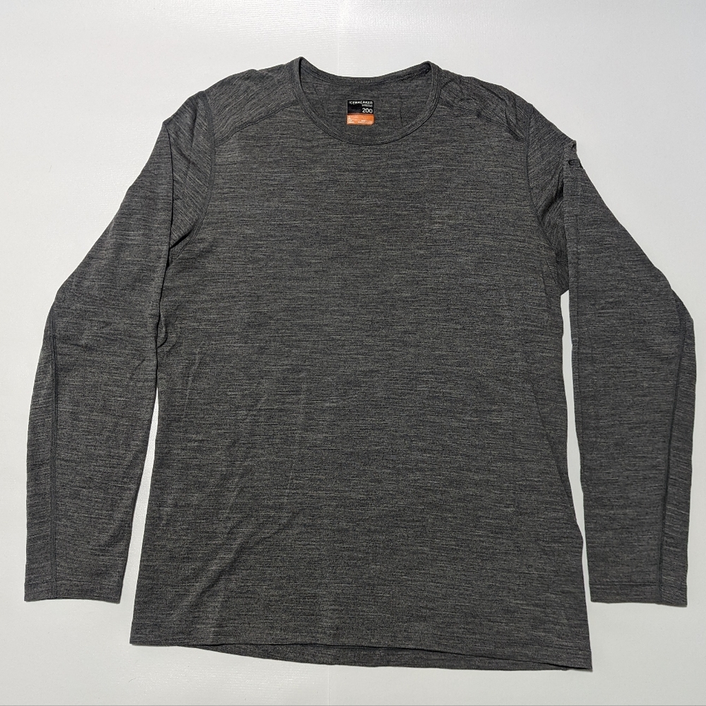 Men's Icebreaker L Heather Gray Long Sleeve 200 weight Shirt